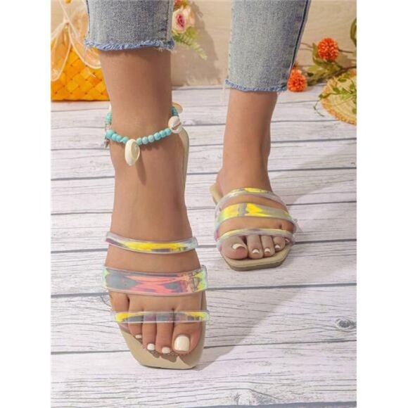 Summer New Comfortable Open Toe Beach Holiday PU Leather Slip-On Sandals